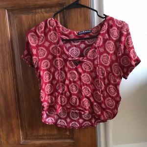 Adorable crop top with some cleavage!